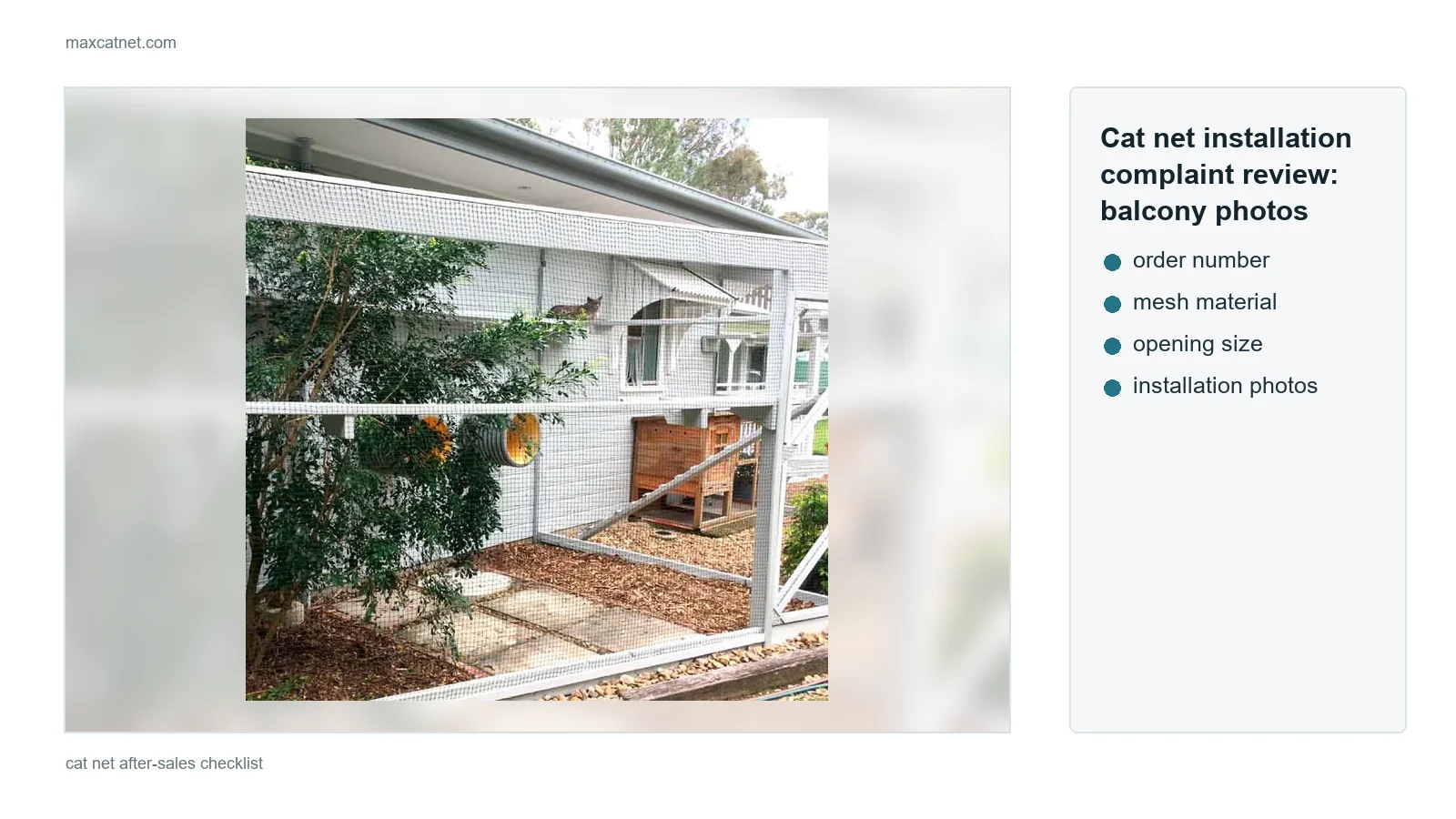 Cat net installation complaint review with balcony photos