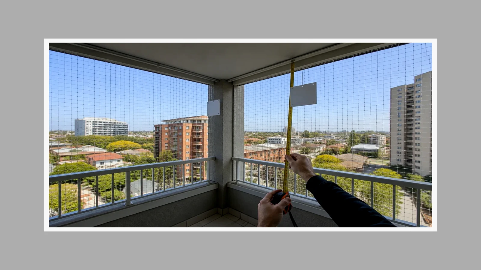 L-shaped balcony corner for cat net planning