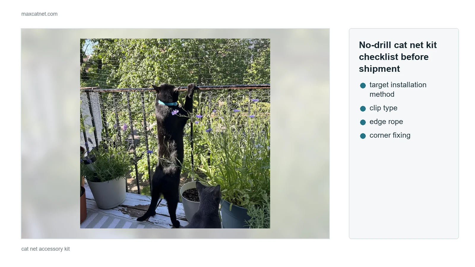 No-drill cat net kit checklist before shipment
