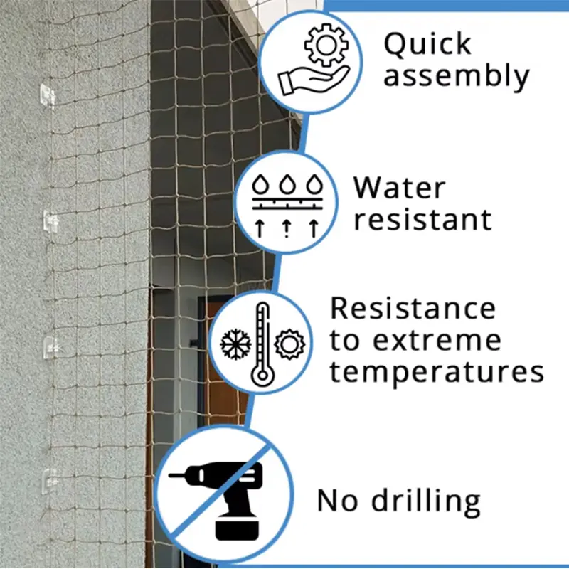 No-drill cat net solution using tension rods and adhesive mounts, ideal for rental properties