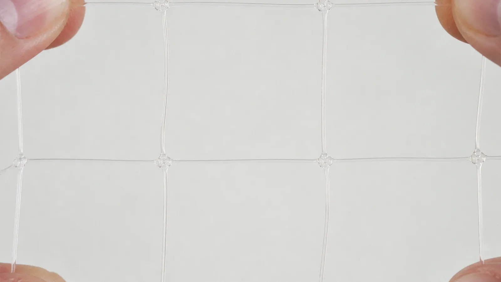 Close view of the transparent 30 mm nylon mesh used to keep product identity separate from fixing design