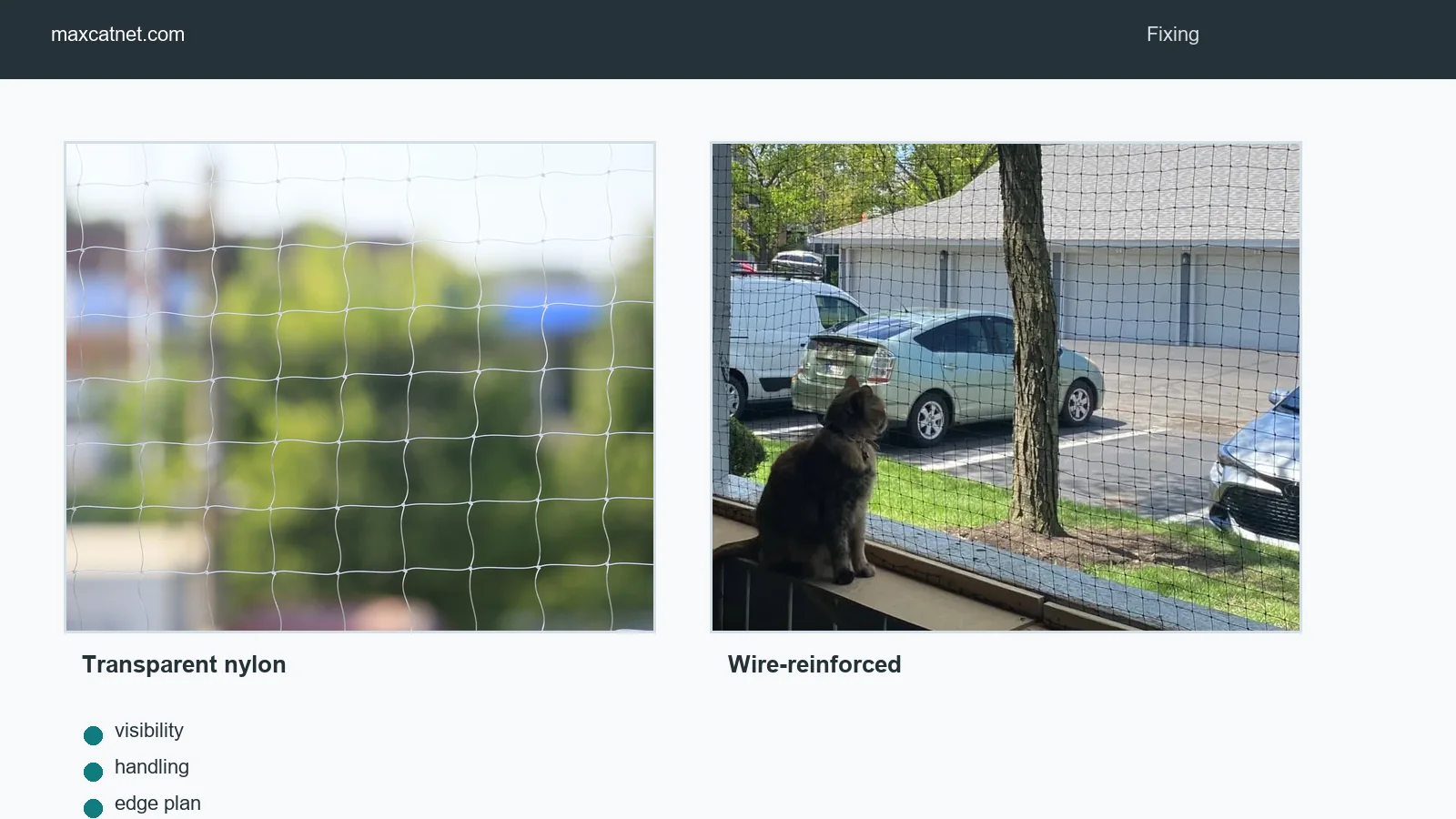 Wire and nylon cat net edge tension comparison for installation planning